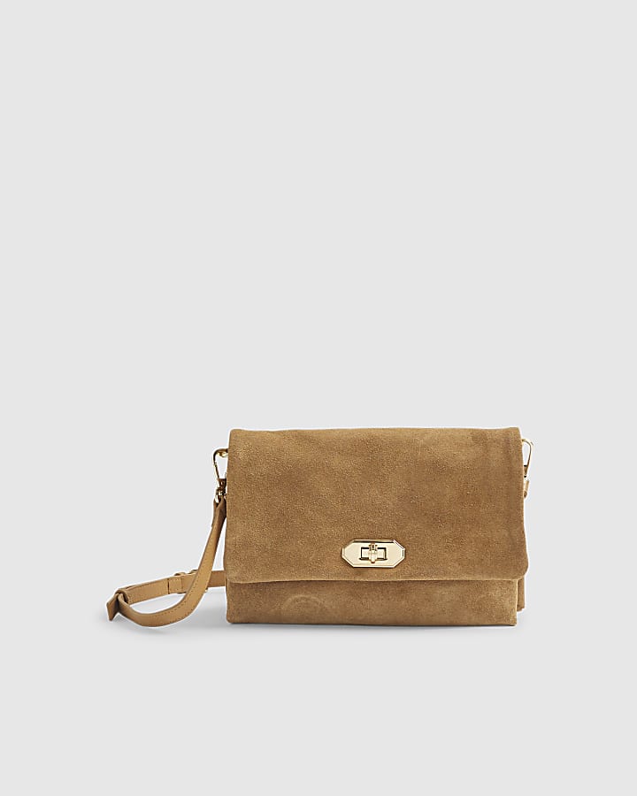 Brown Suede Cross Body Bag