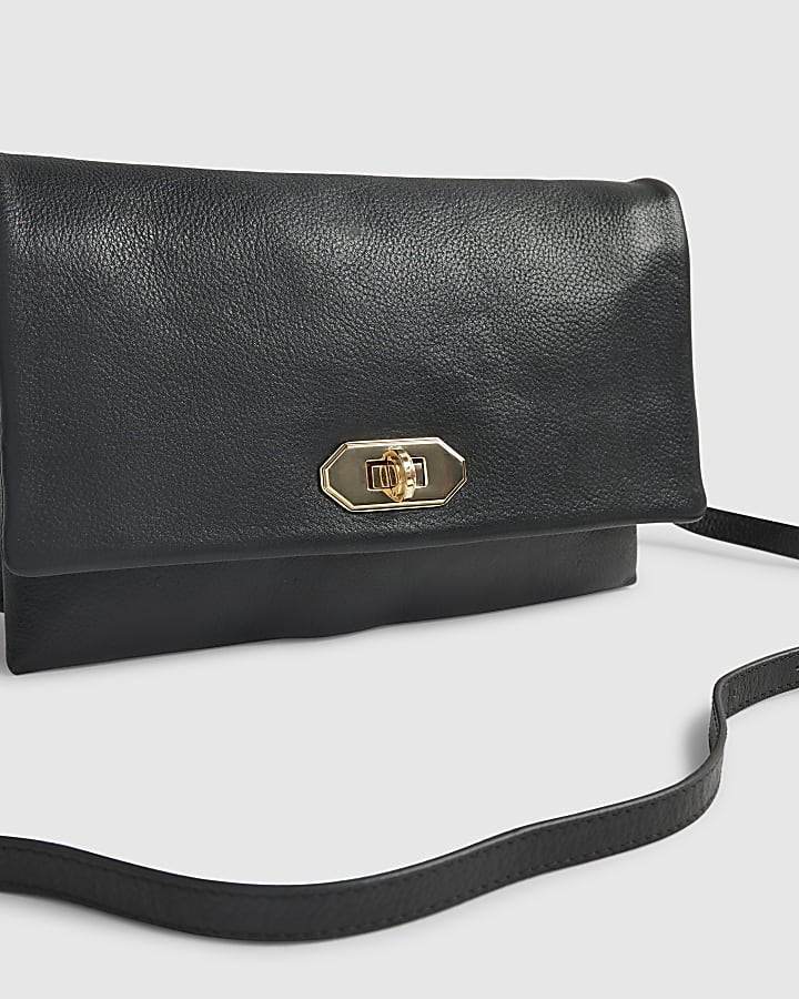 Black Leather Cross Body Bag