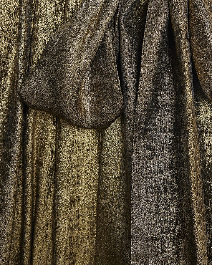 Gold metallic Pussybow Flippy Dress