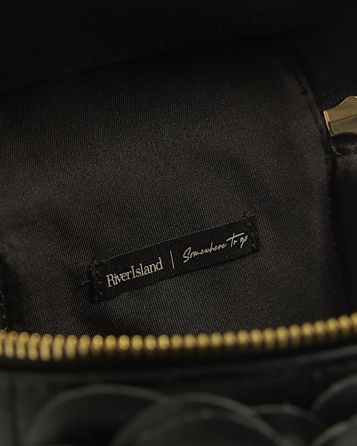 Black Quilted Pearl Handle Vanity Bag