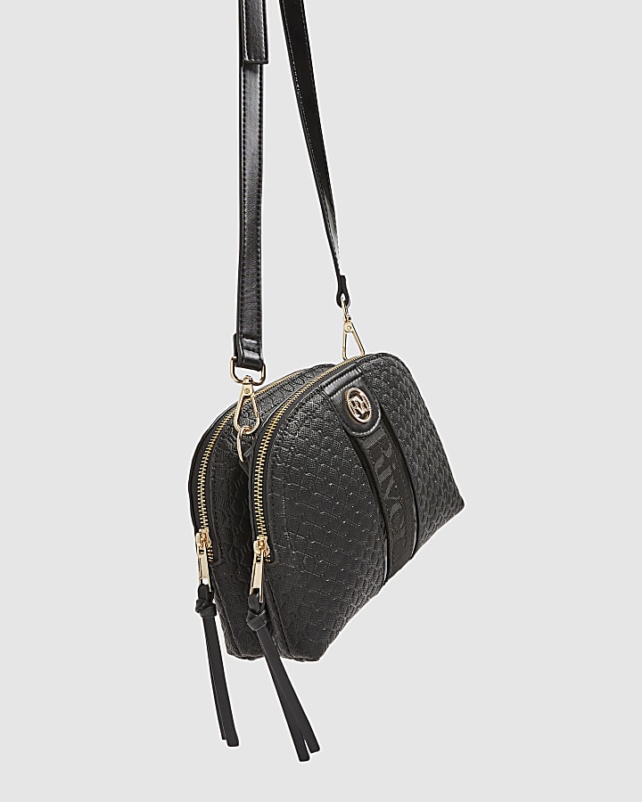 Black Monogram Curved Top Cross Body Bag