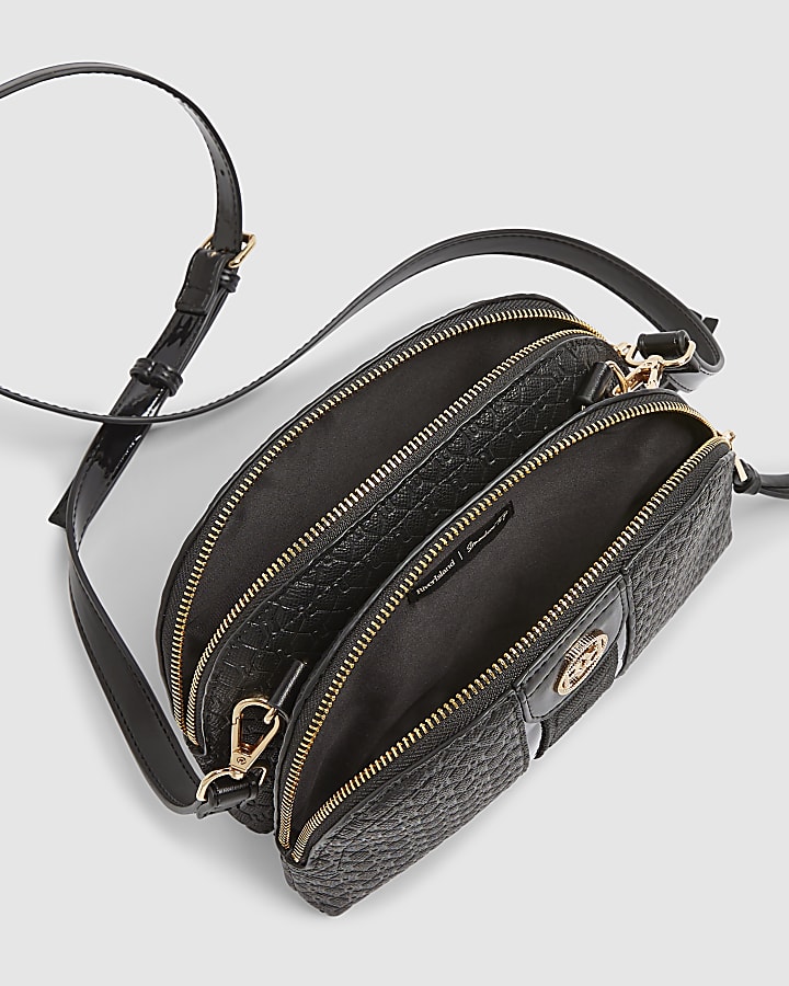 Black Monogram Curved Top Cross Body Bag