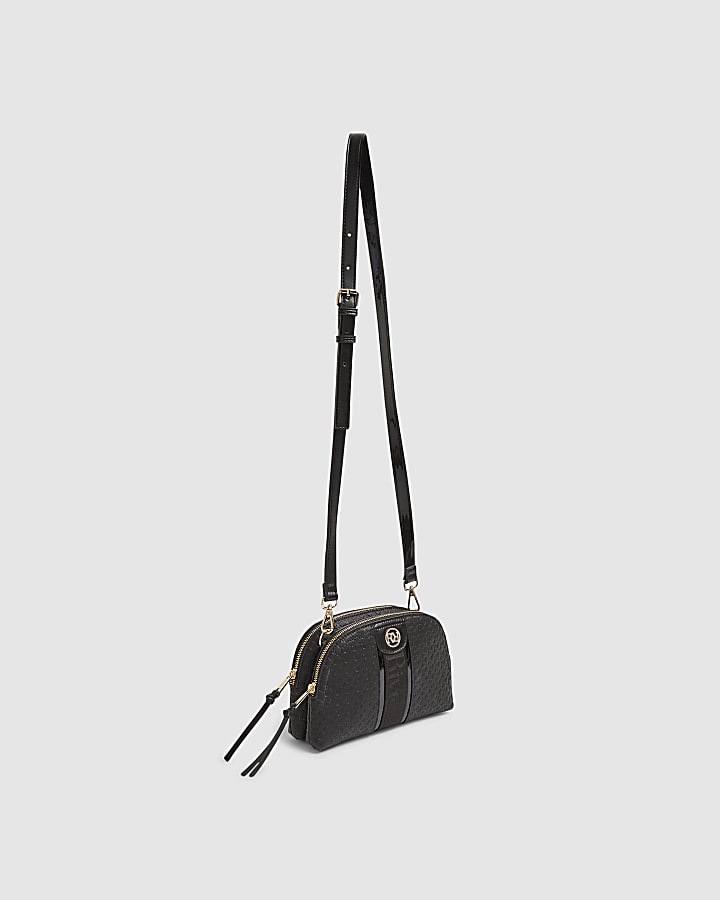 Black Monogram Curved Top Cross Body Bag