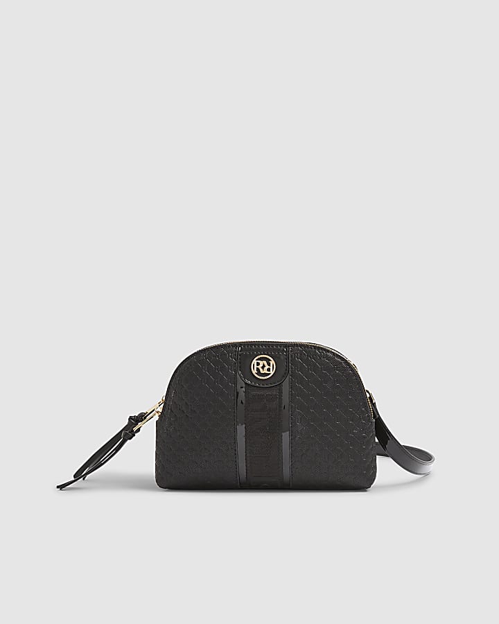 Black Monogram Curved Top Cross Body Bag