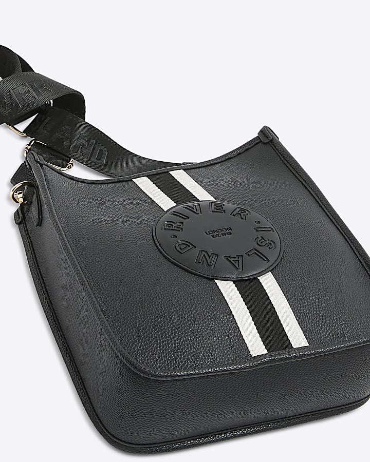 Black Stripe Logo Messenger Bag