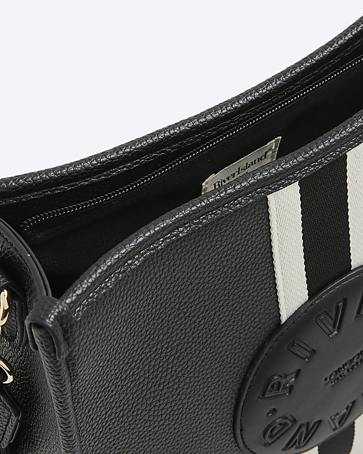 Black Stripe Logo Messenger Bag