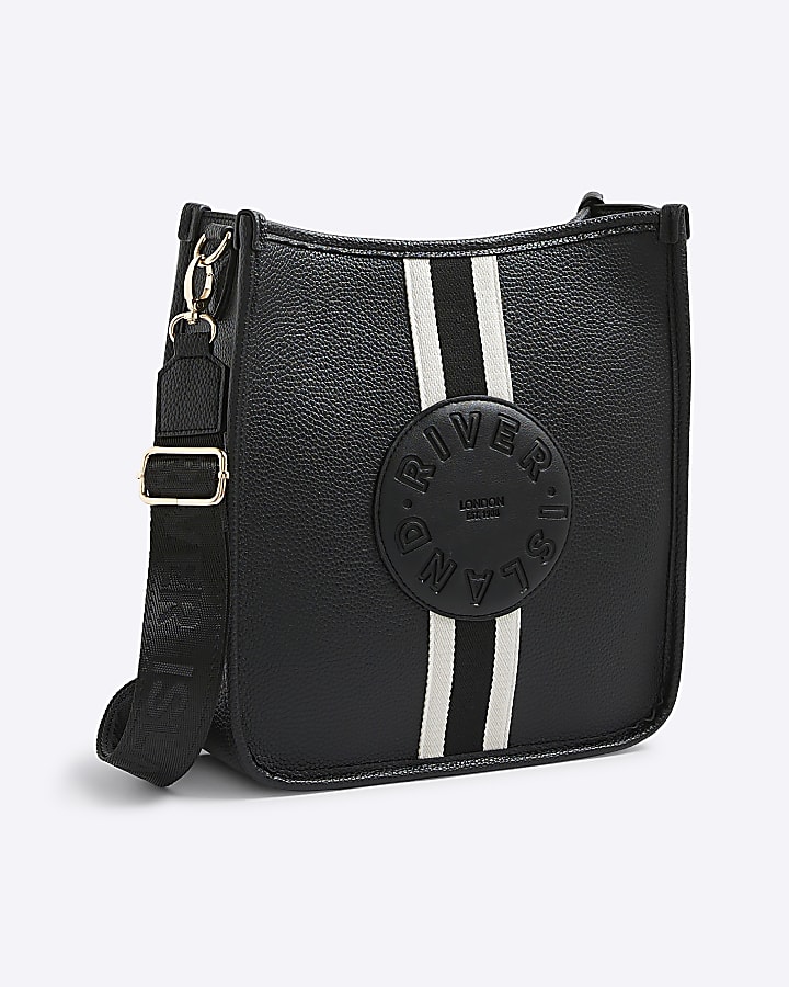 Black Stripe Logo Messenger Bag