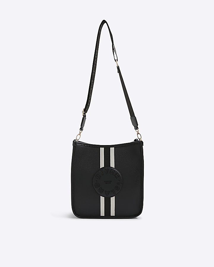 Black Stripe Logo Messenger Bag