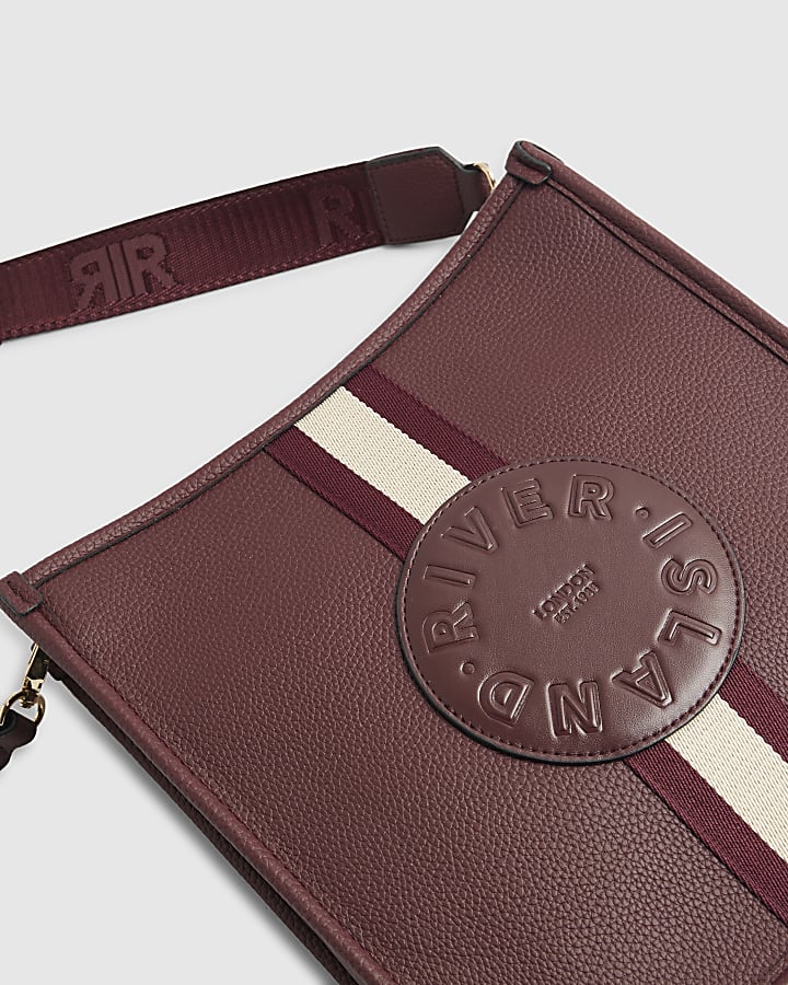 Red Stripe Front Logo Messenger Bag