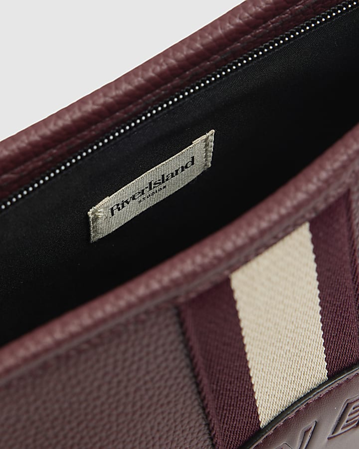 Red Stripe Front Logo Messenger Bag