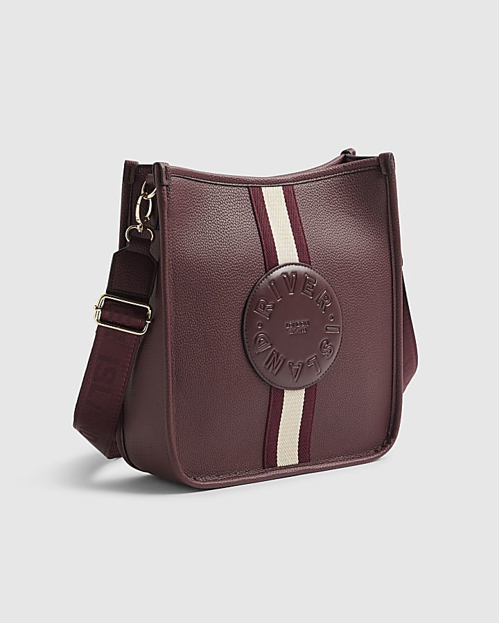 Red Stripe Front Logo Messenger Bag