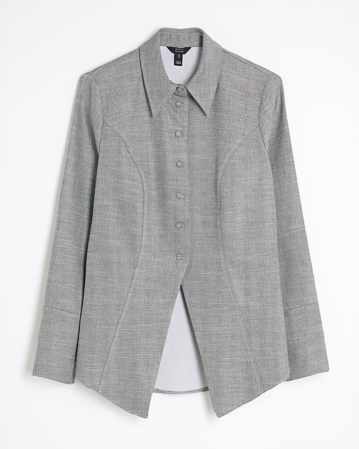Grey Tailored Longline Shirt
