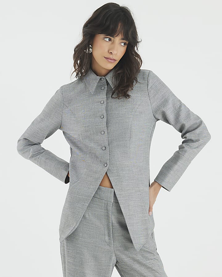 Grey Tailored Longline Shirt