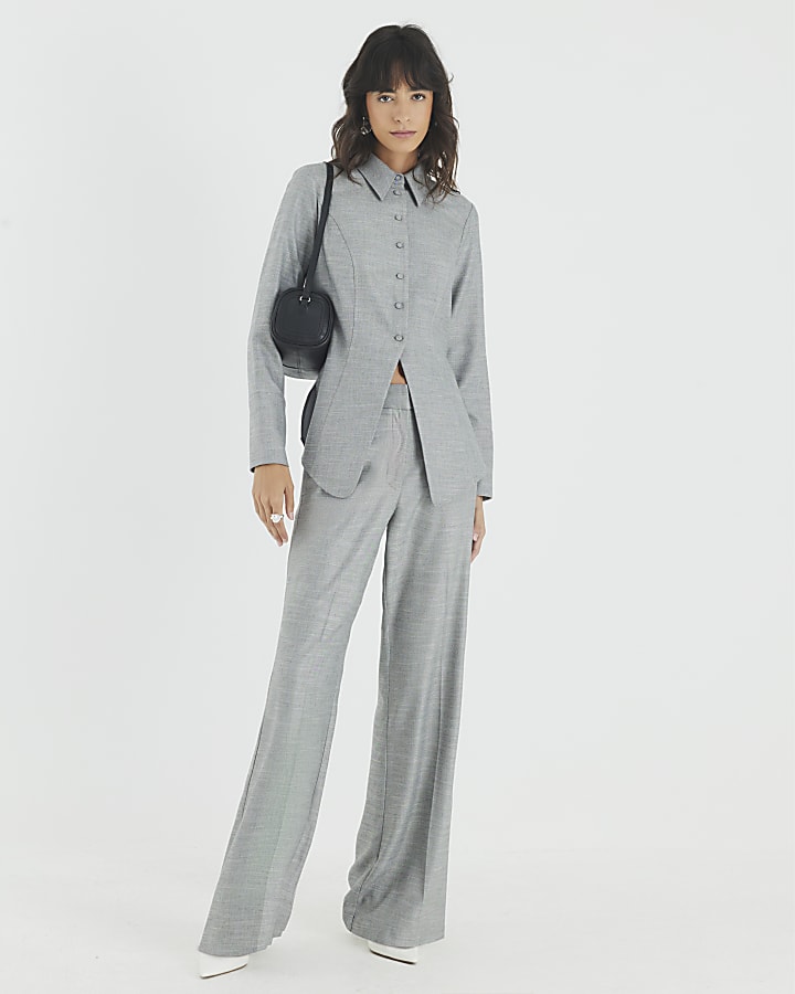 Grey Tailored Longline Shirt