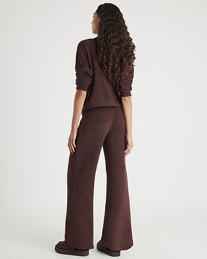 Brown Fluffy Wide Leg Trousers