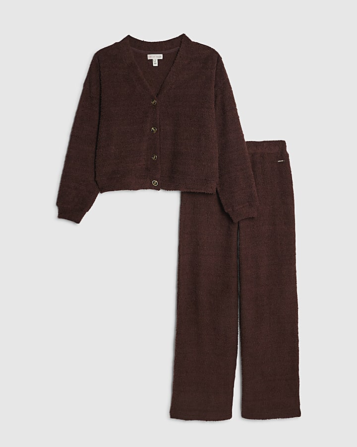 Brown Fluffy Wide Leg Trousers