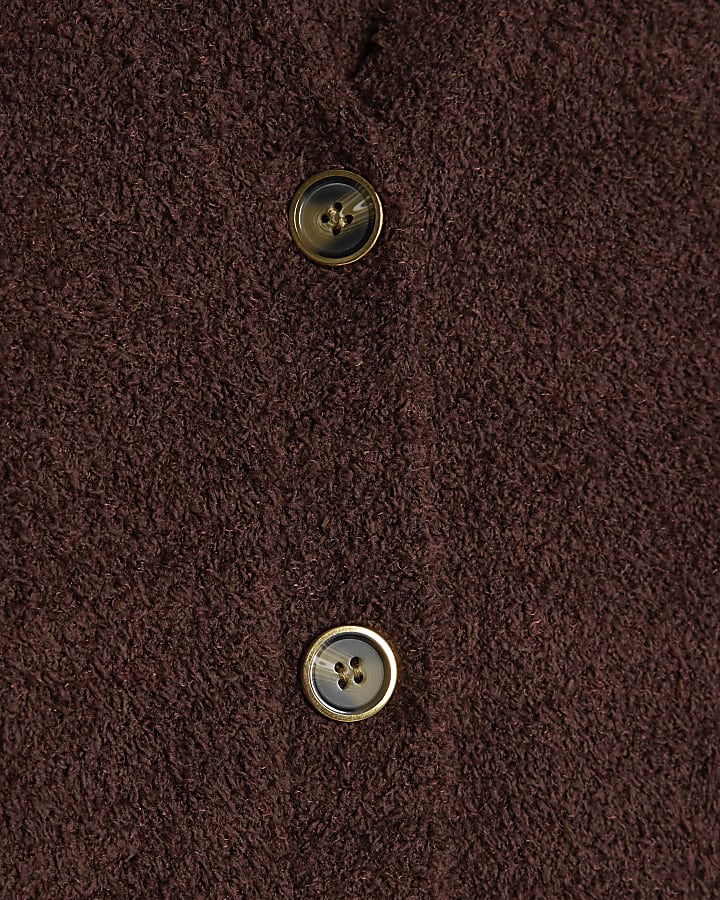 Brown Fluffy Long Sleeve Cardigan