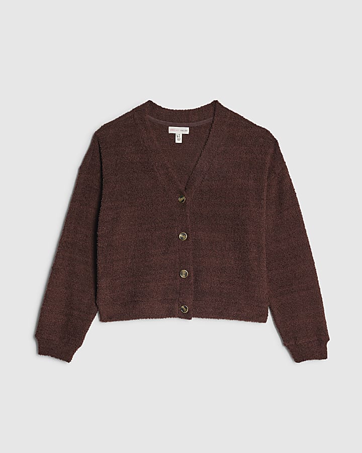Brown Fluffy Long Sleeve Cardigan
