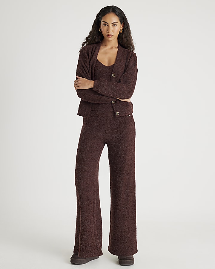 Brown Fluffy Long Sleeve Cardigan