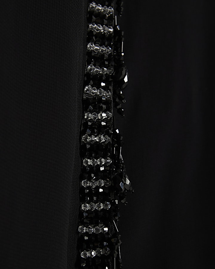 Black Embellished Trim Chiffon Shirt