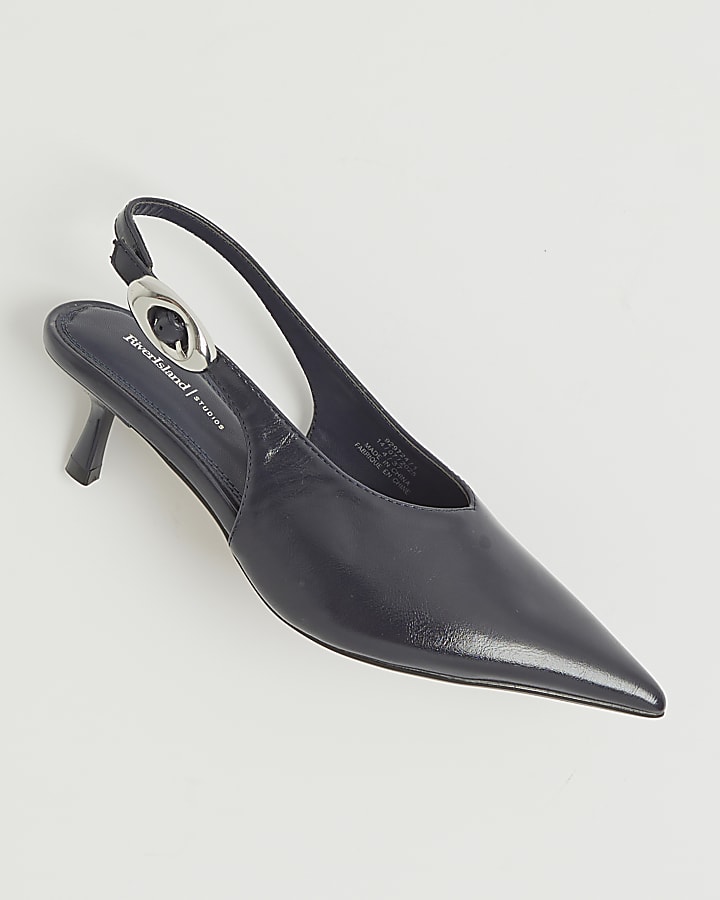 Navy Slingback Court Heels