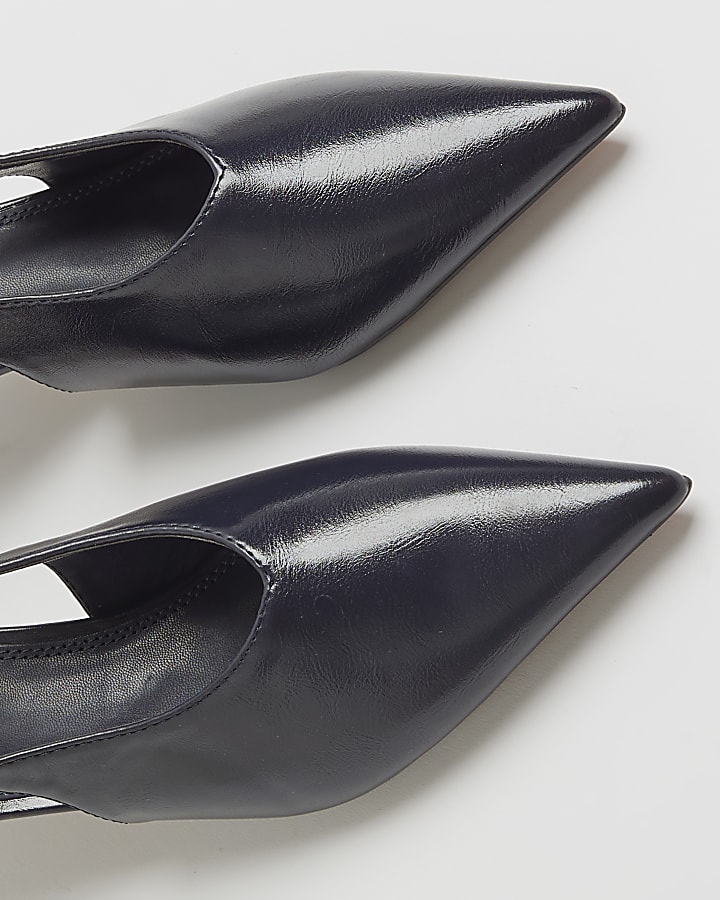 Navy Slingback Court Heels