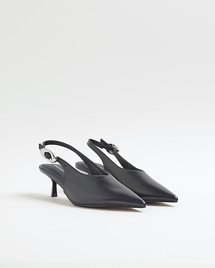 Navy Slingback Court Heels