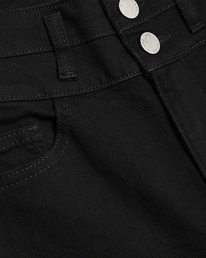 Petite Black High Rise Relaxed Flare Jeans