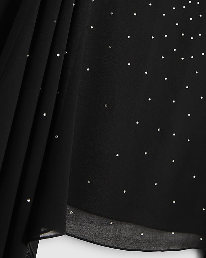 Black Diamante Embellished Waterfall Cape