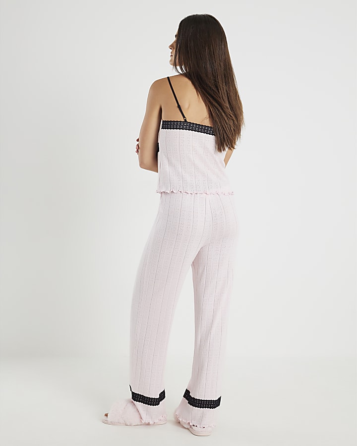 Pink Lace Pointelle Cami Pyjama Set