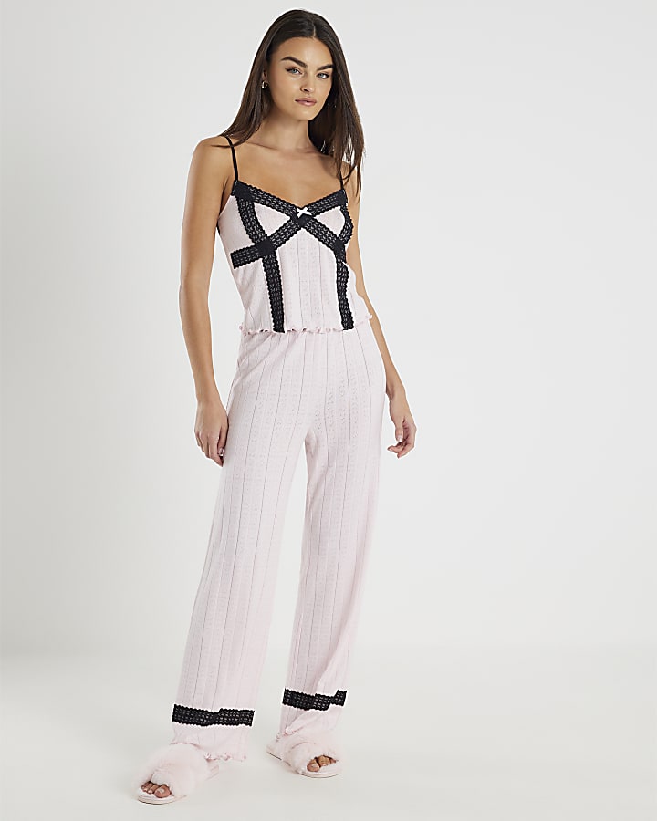 Pink Lace Pointelle Cami Pyjama Set
