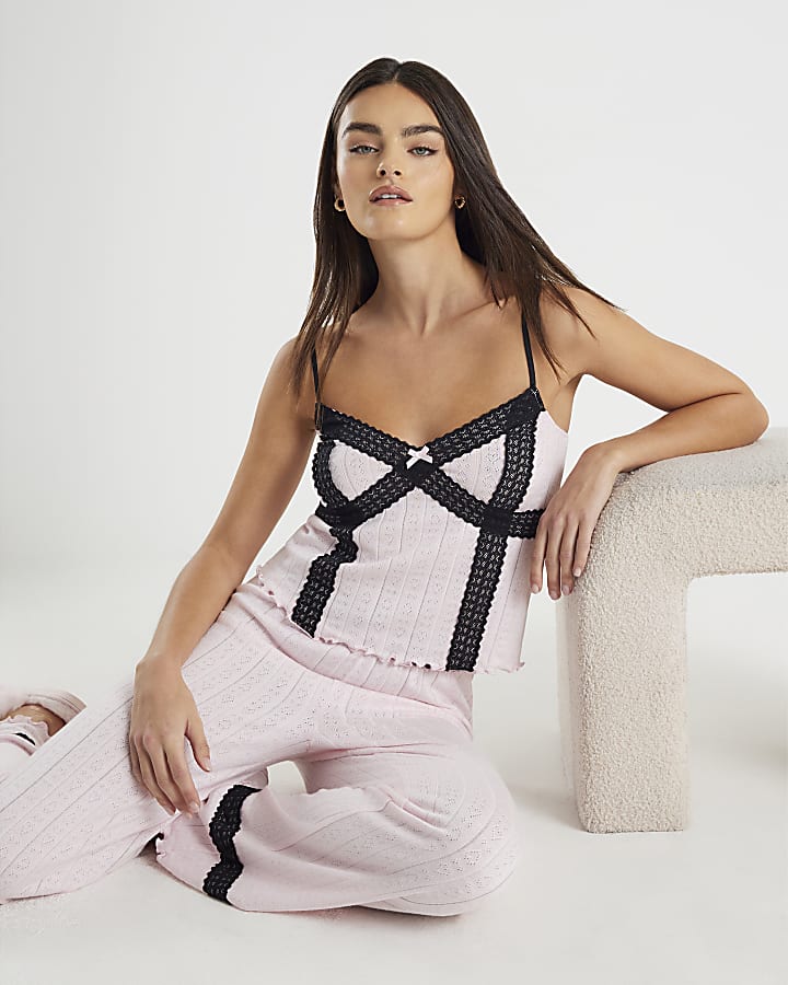 Pink Lace Pointelle Cami Pyjama Set