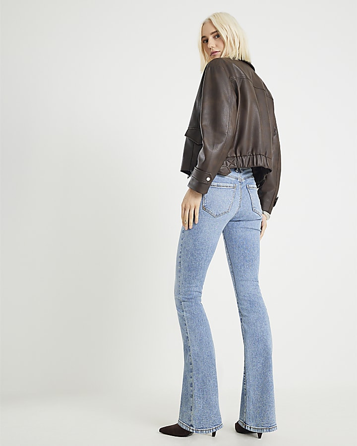 Blue Mid Rise Flared Jeans