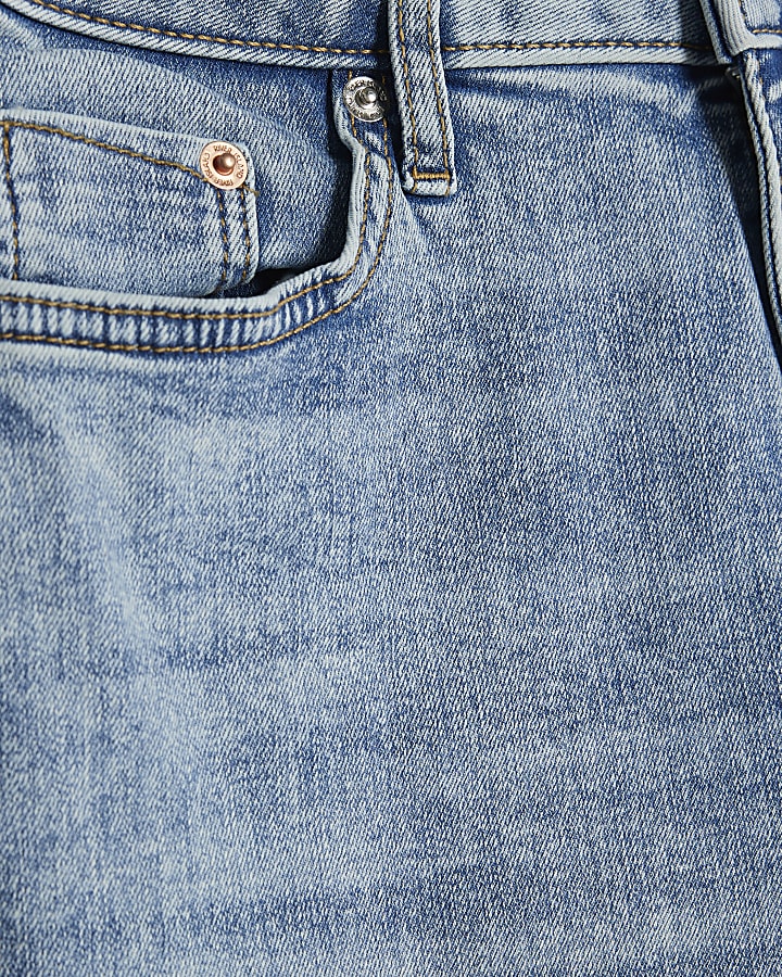 Blue Mid Rise Flared Jeans