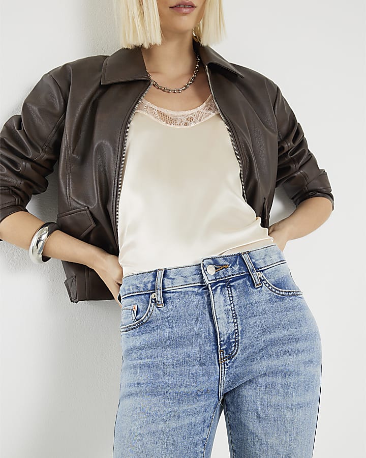 Blue Mid Rise Flared Jeans