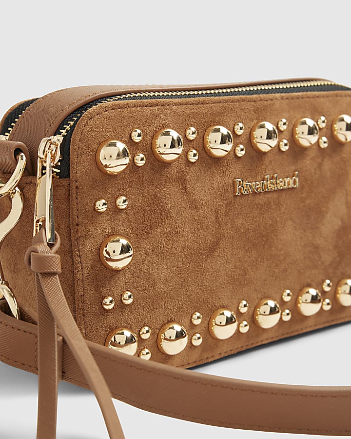 Brown Studded Cross body Bag