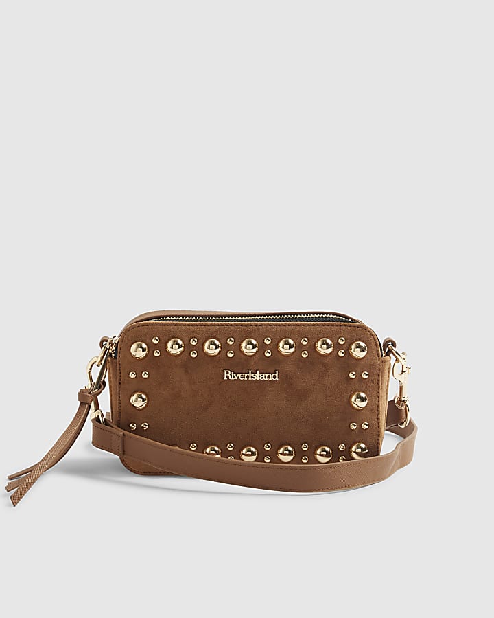 Brown Studded Cross body Bag