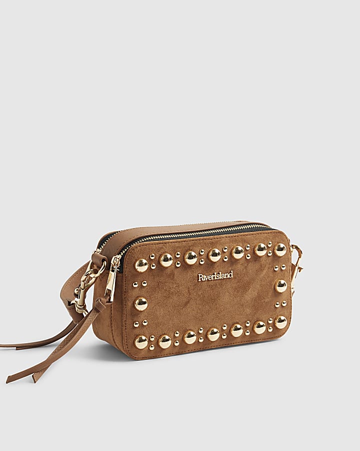Brown Studded Cross body Bag