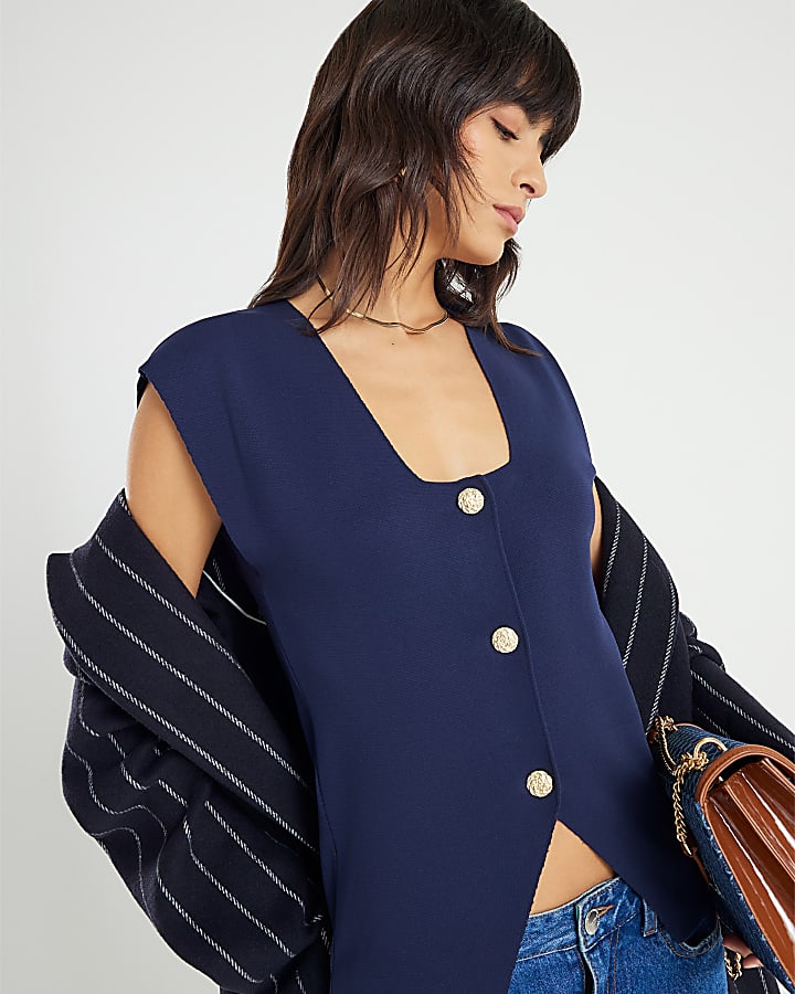 Navy Knitted waistcoat