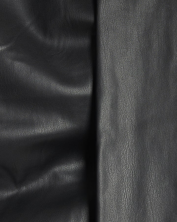 Black Faux Leather Scarf Top