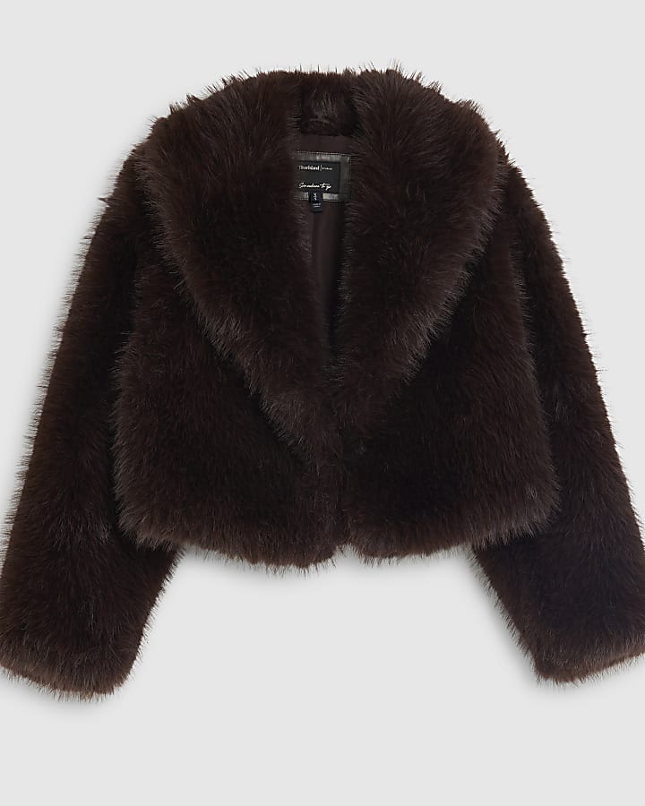 Brown Short Faux Fur Jacket