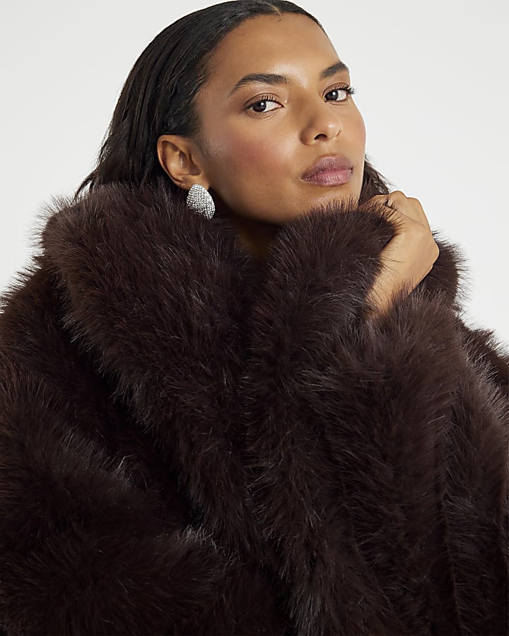 Brown Short Faux Fur Jacket