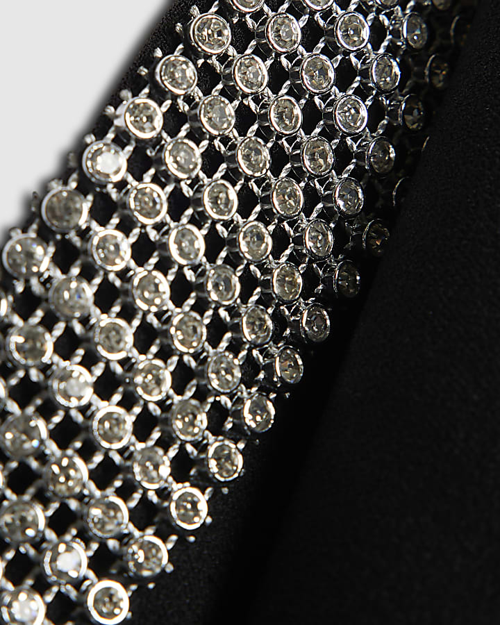 Black Cowl Neck Diamante Detail Jumpsuit
