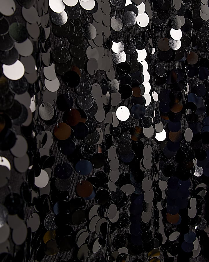 Black Knitted Sequin Roll Neck Jumper