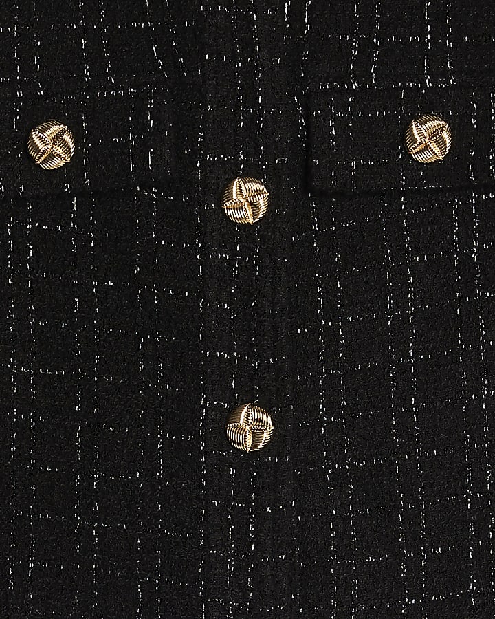 Black Boucle Sleeveless Waistcoat
