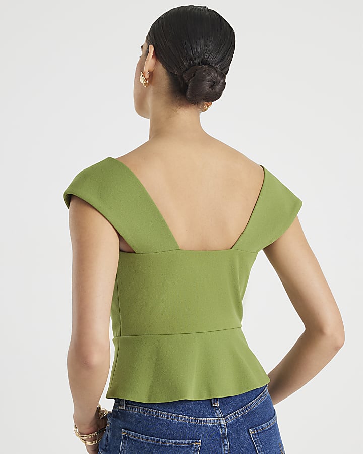 Green Cowl neck Corset Top