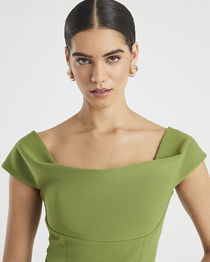Green Cowl neck Corset Top