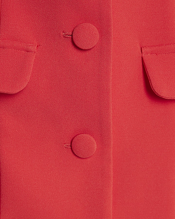 Red Long Sleeve Square Neck Mini Blazer Dress