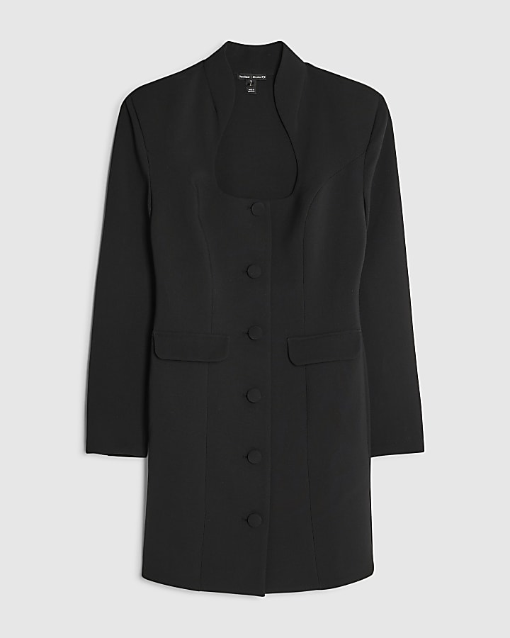 Black Long Sleeve Mini Blazer Dress
