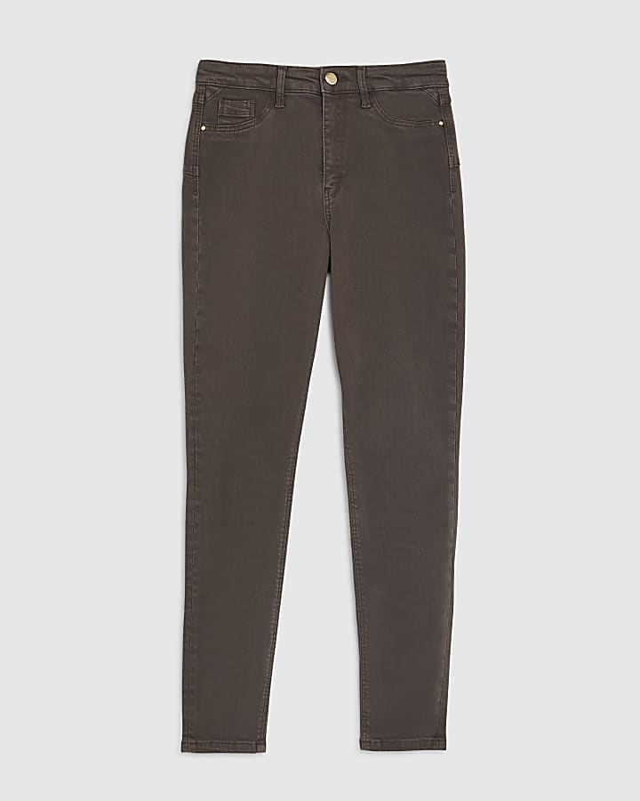 Brown Mid Rise Skinny Jeans